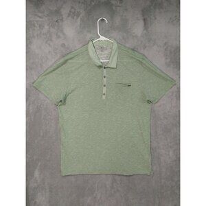 7 For All Mankind Shirt Mens Large Green Polo Short Sleeve Pocket Cotton